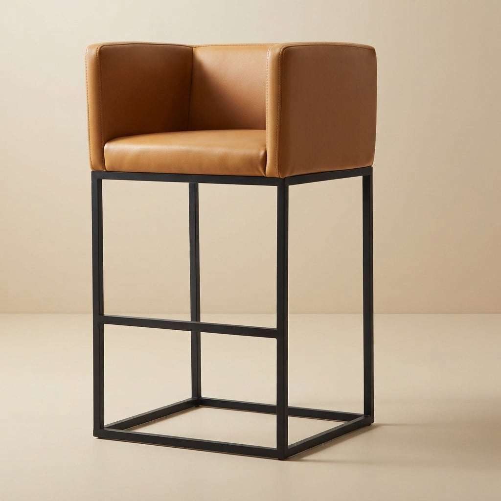 Embassy Upholstered Counter Stool with Backrest - Camel