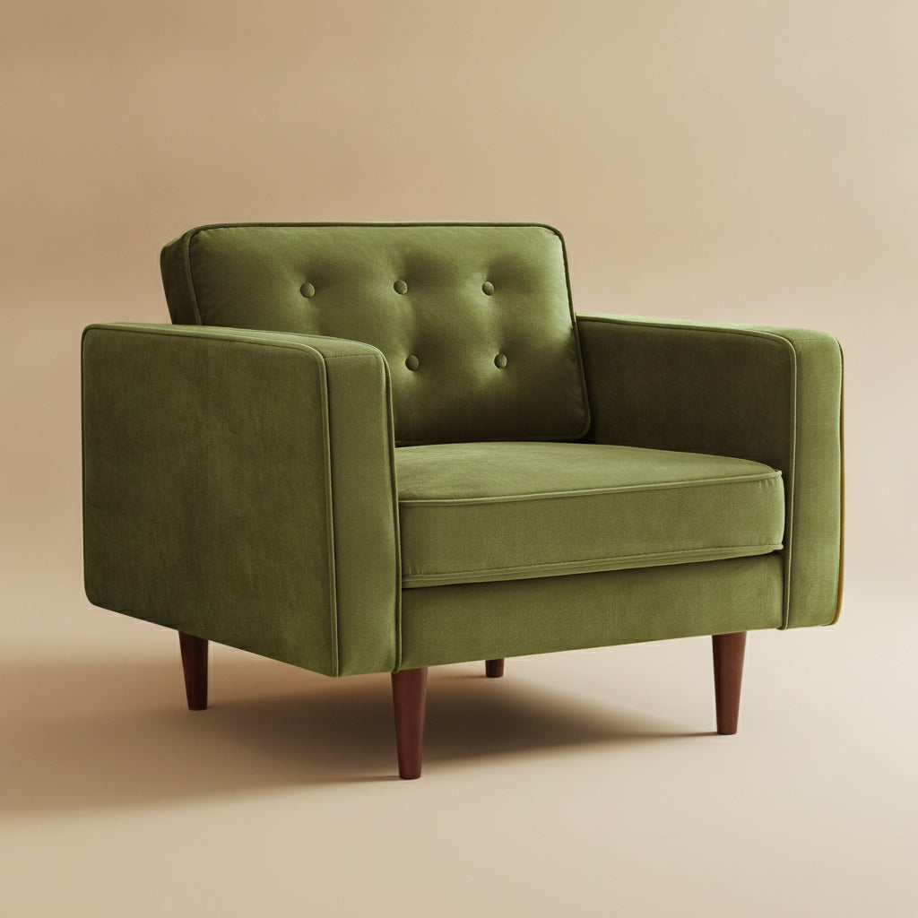 Symphony アームチェア グリーンベルベット Kirby Velvet Armchair | Mid-Century Modern Lounge Chair | MidinMod