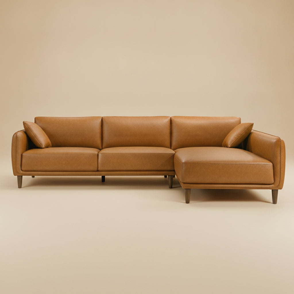 Draper Sectional Right - Cognac Vegan Leather