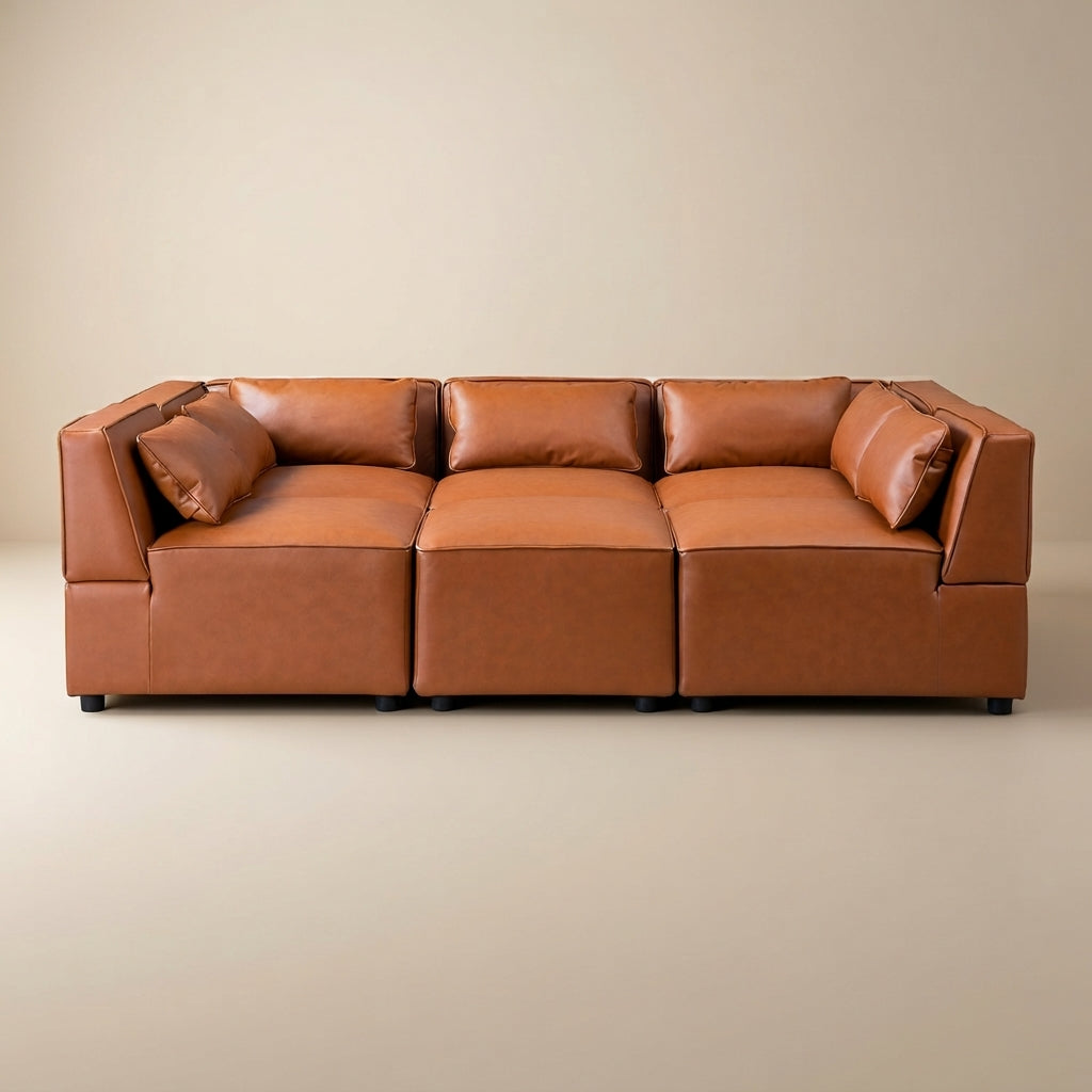 Floyd Cognac Vegan Leather Modular Sofa