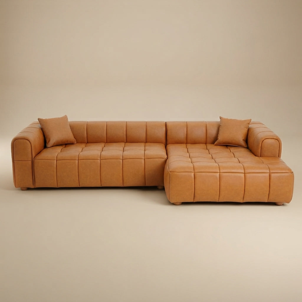 Luca Sectional Right - Cognac Leather