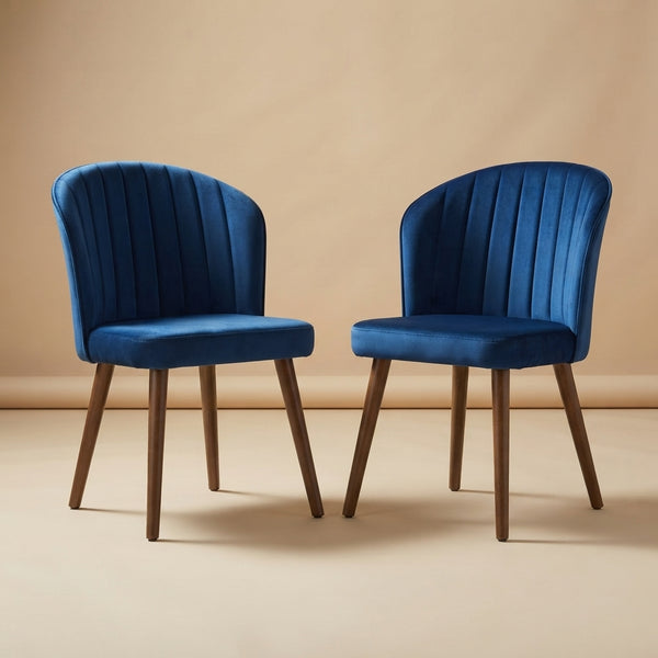 Calvin Dining Chair Set Of 2 - Navy Blue Velvet