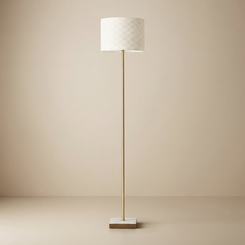 Pulsar Marble Base Livingroom Floor Lamp - Dark Brown + White