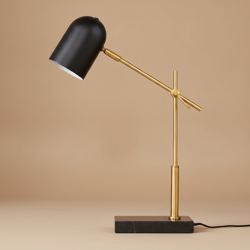Lunar Modern Desk and Table Lamp - Black outer - White inner
