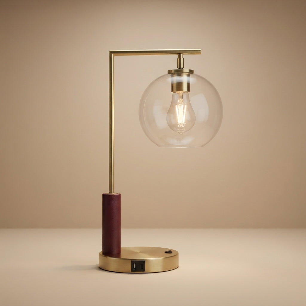 Orion Right Angle Glass Table Lamp - Bronze