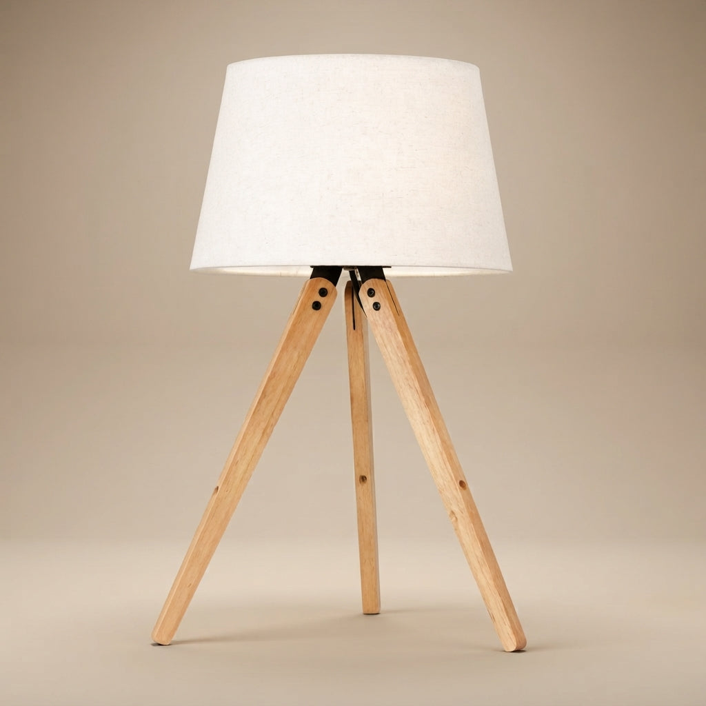 Lyra Three Legged Nightstand and Modern Table Lamp