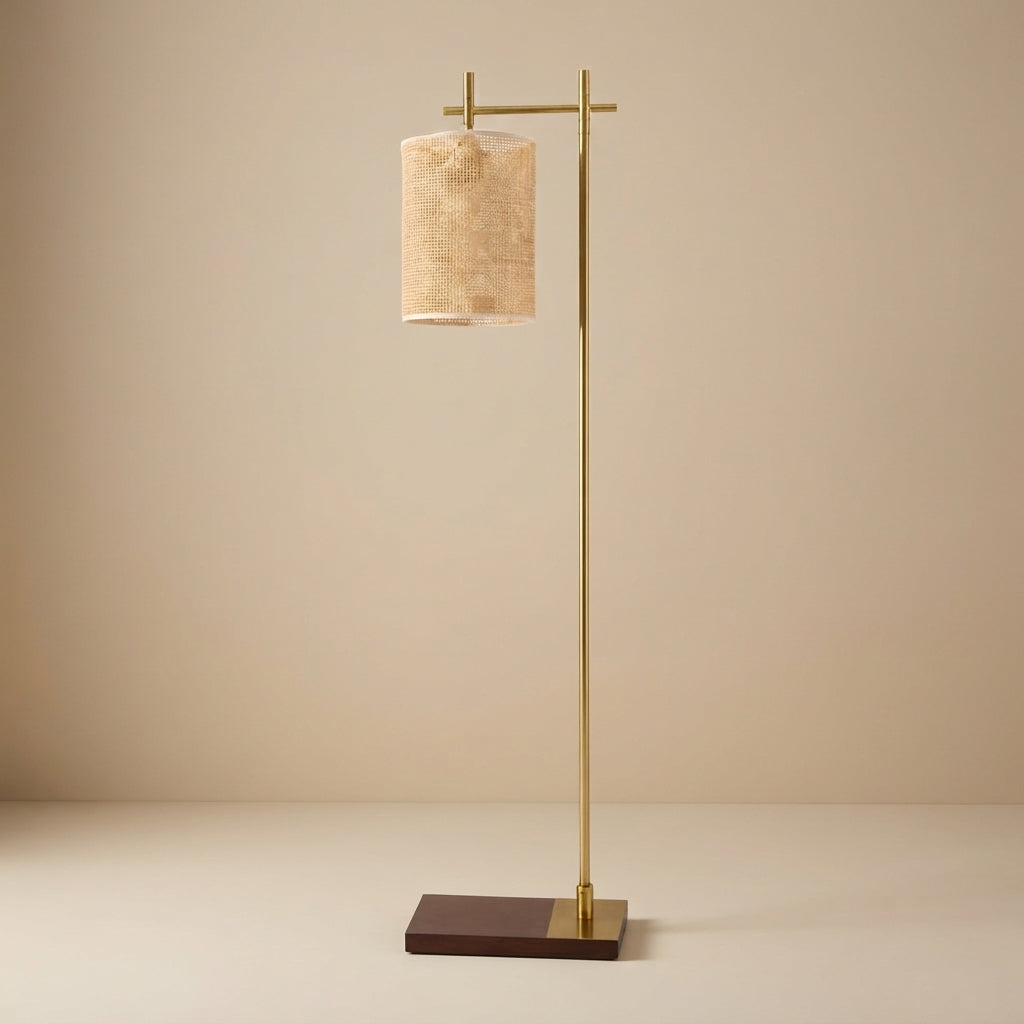 Comet Straw Lampshade Modern Livingroom Floor Lamp