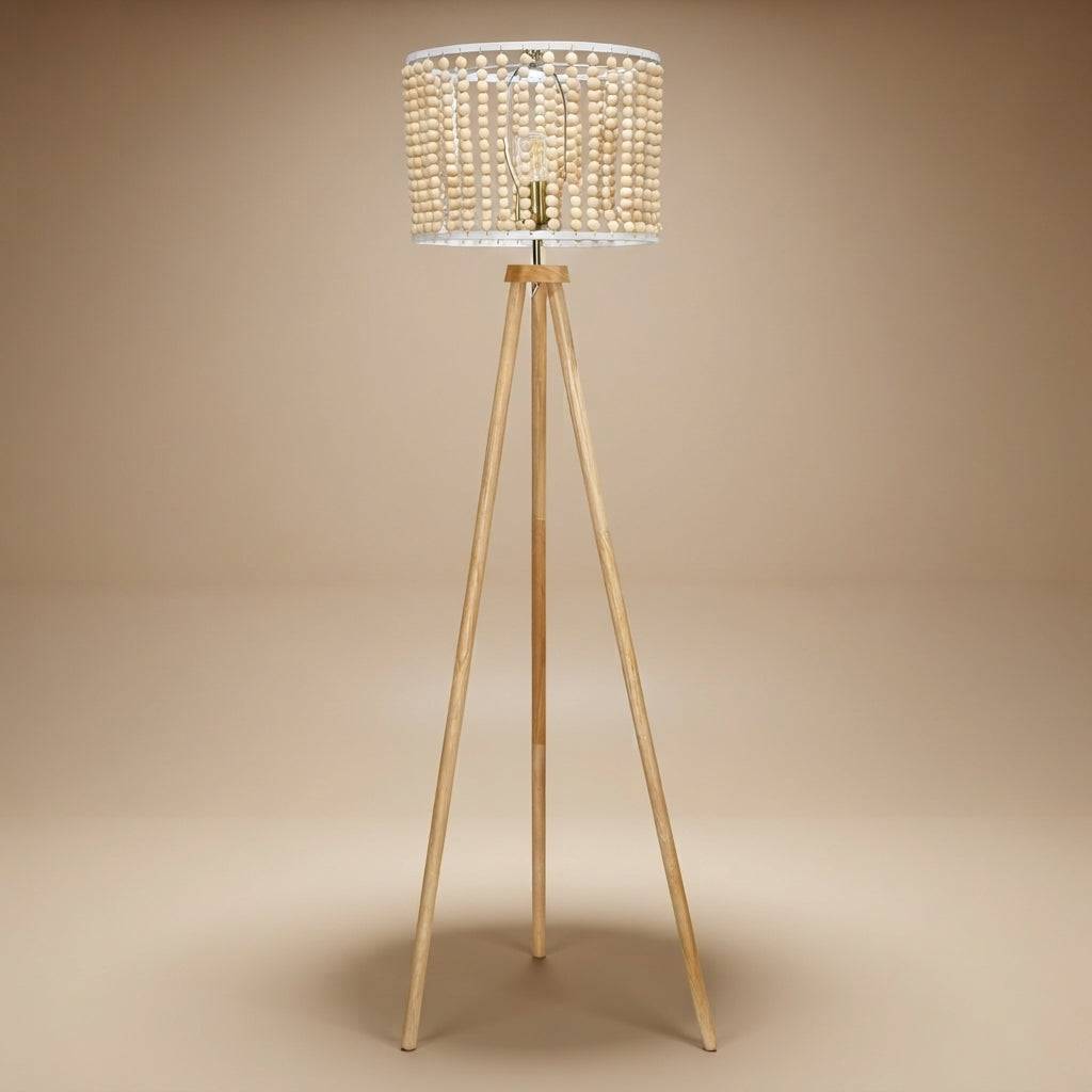 Halo Beaded Three Legged Floor Lamp | Mid in Mod |