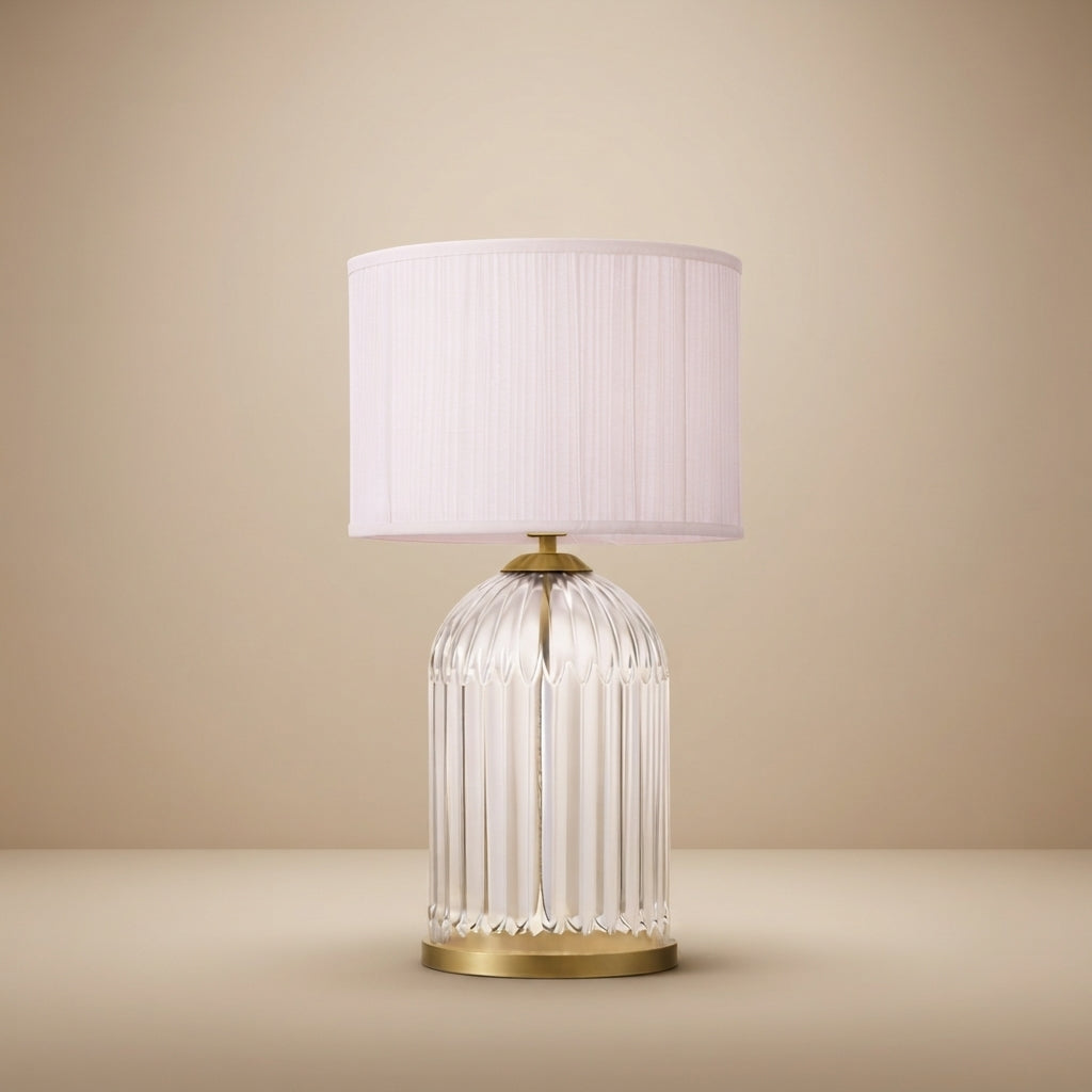 Starlight Gold Glass Table Lamp with Pink Shade