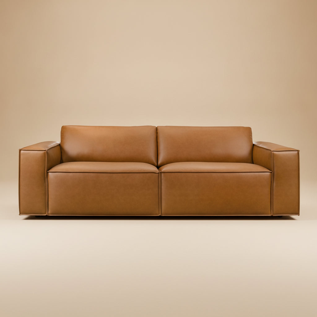 Huxley Cognac Vegan Leather Sofa