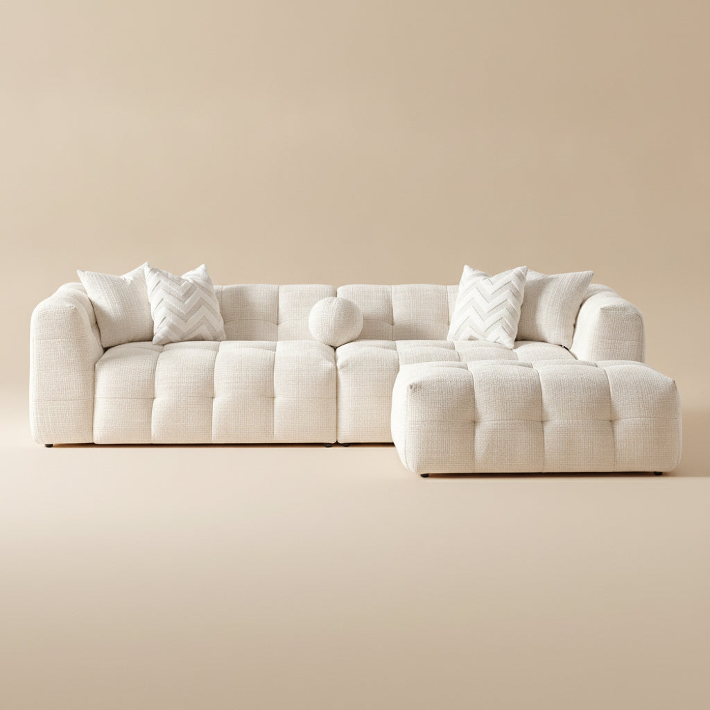 Aris Ivory Chenille Modular Sectional Sofa