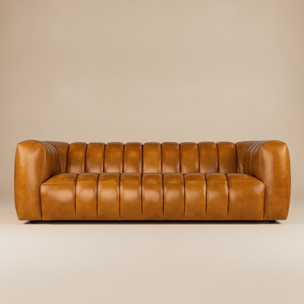 Downey Cognac Genuine Leather Sofa