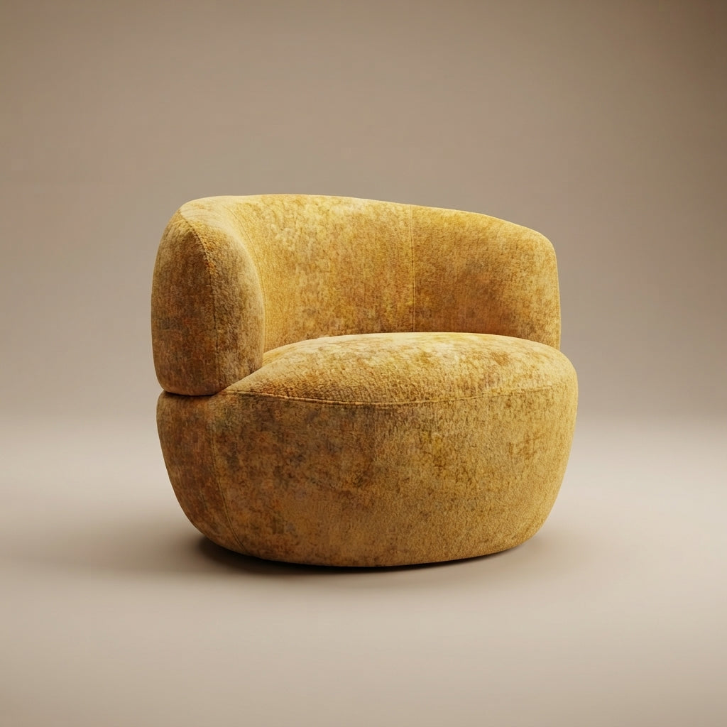 Lemon Gold Chenille Swivel Chair