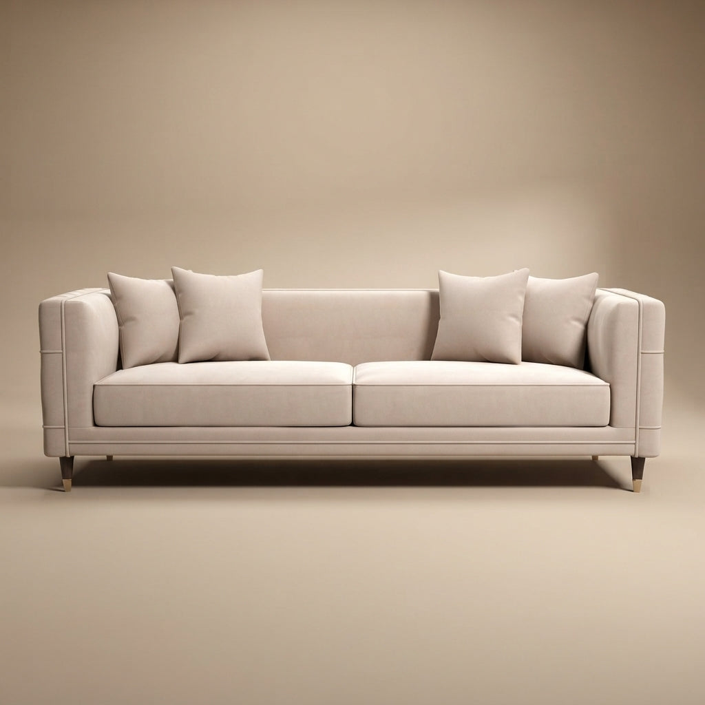 Mara Light Cream Velvet Sofa
