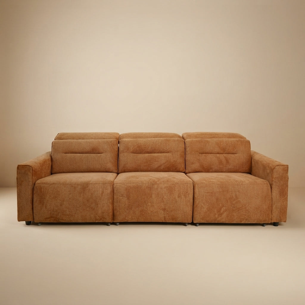 Archie Burnt Orange Fabric Power Slider Sofa | MidInMod