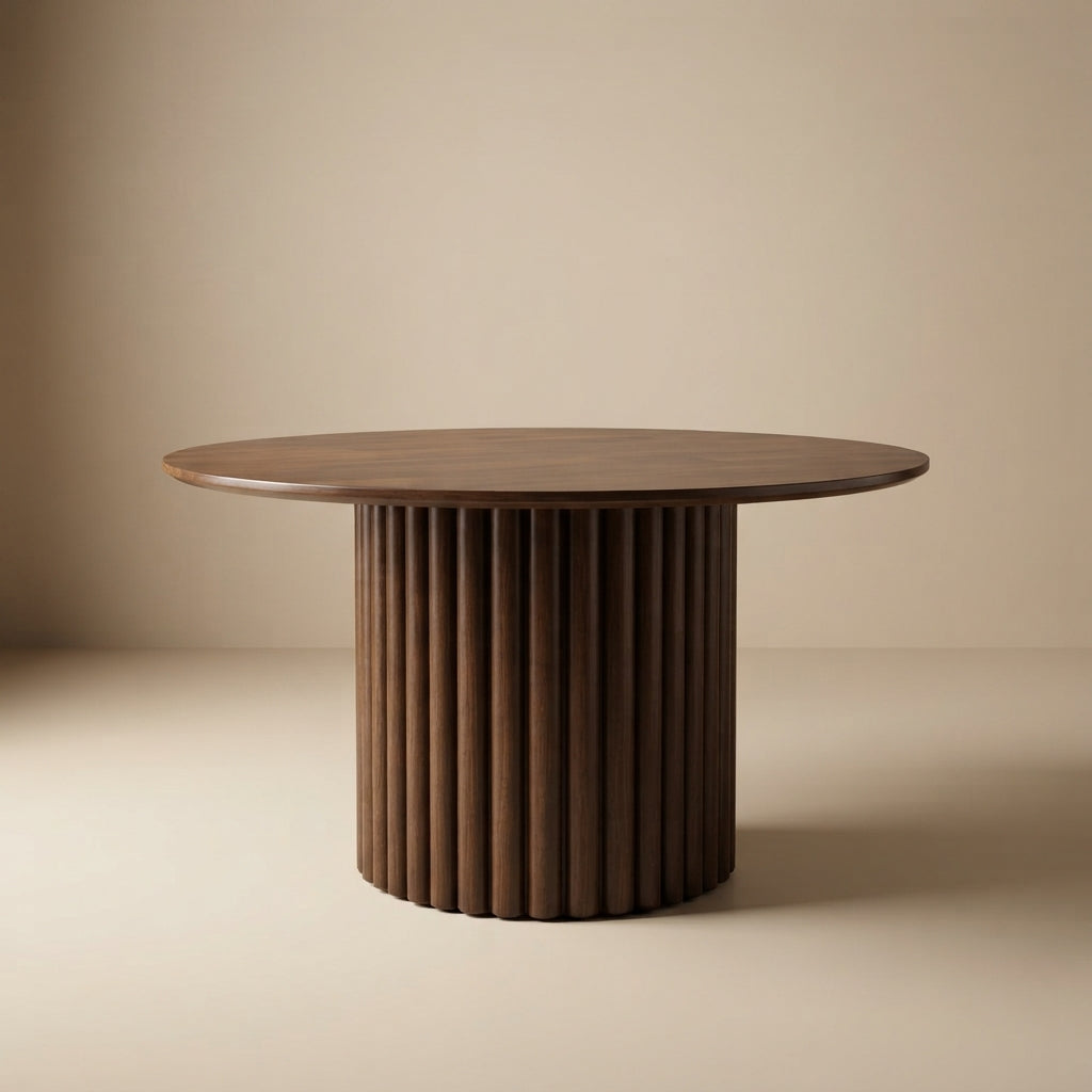 Ariel Walnut Round Dining Table