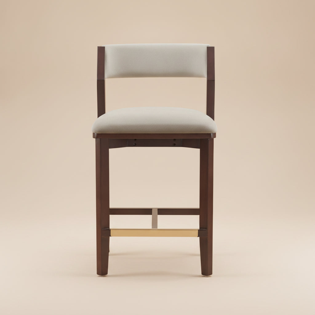 Patricia Velvet Counter Stool with Backrest - Linen