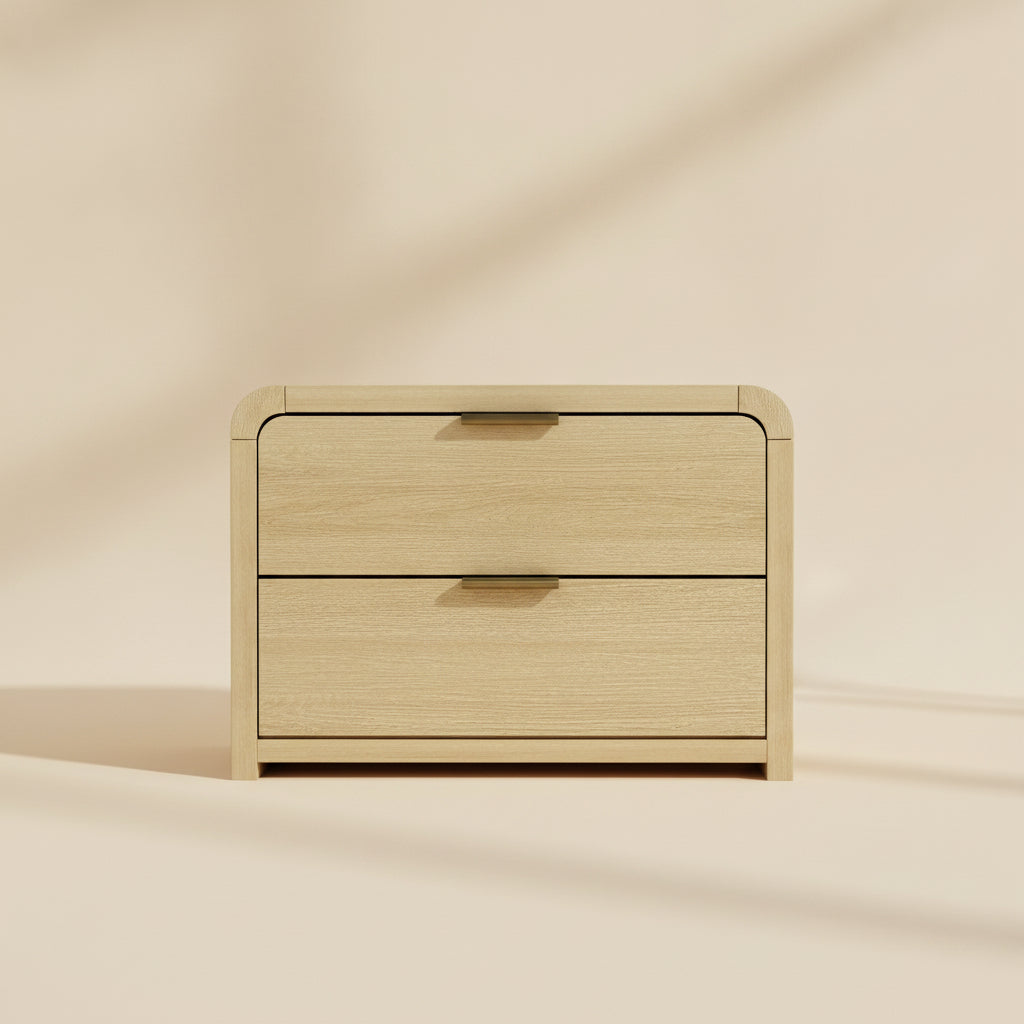Grace Nightstand in Natural Oak and Gold