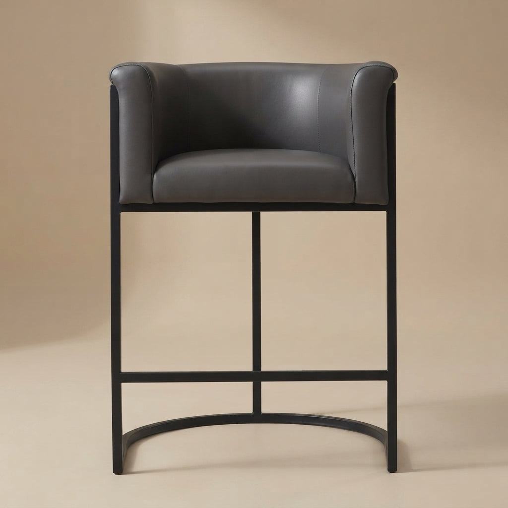 Cosmopolitan Modern Graphite Vegan Leather Counter Stool with Backrest