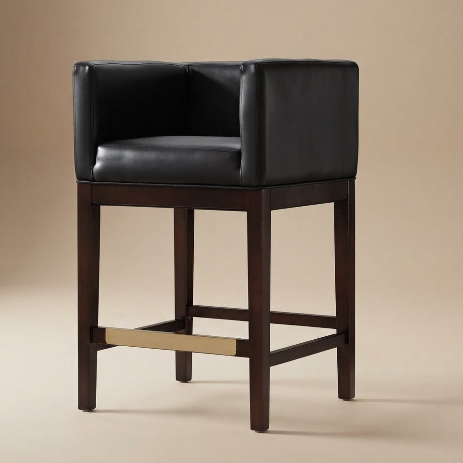 Kingsley Counter Stool with Backrest - Black
