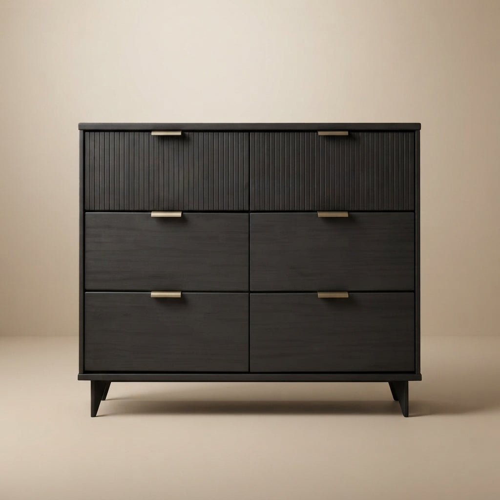 Granville 55" Modern Black Double Wide Dresser