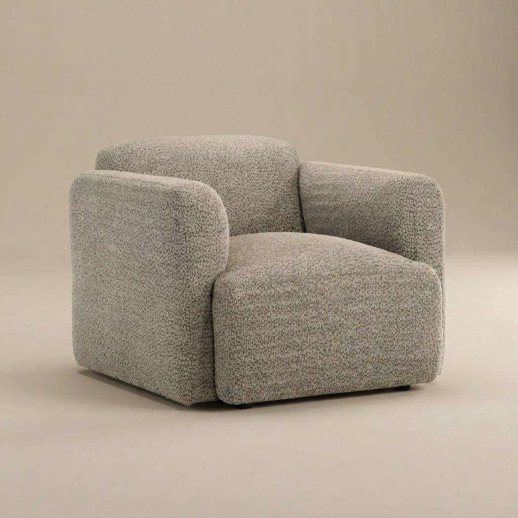 Dorset Brown Fabric Upholstered Round Track Arm Accent Chair