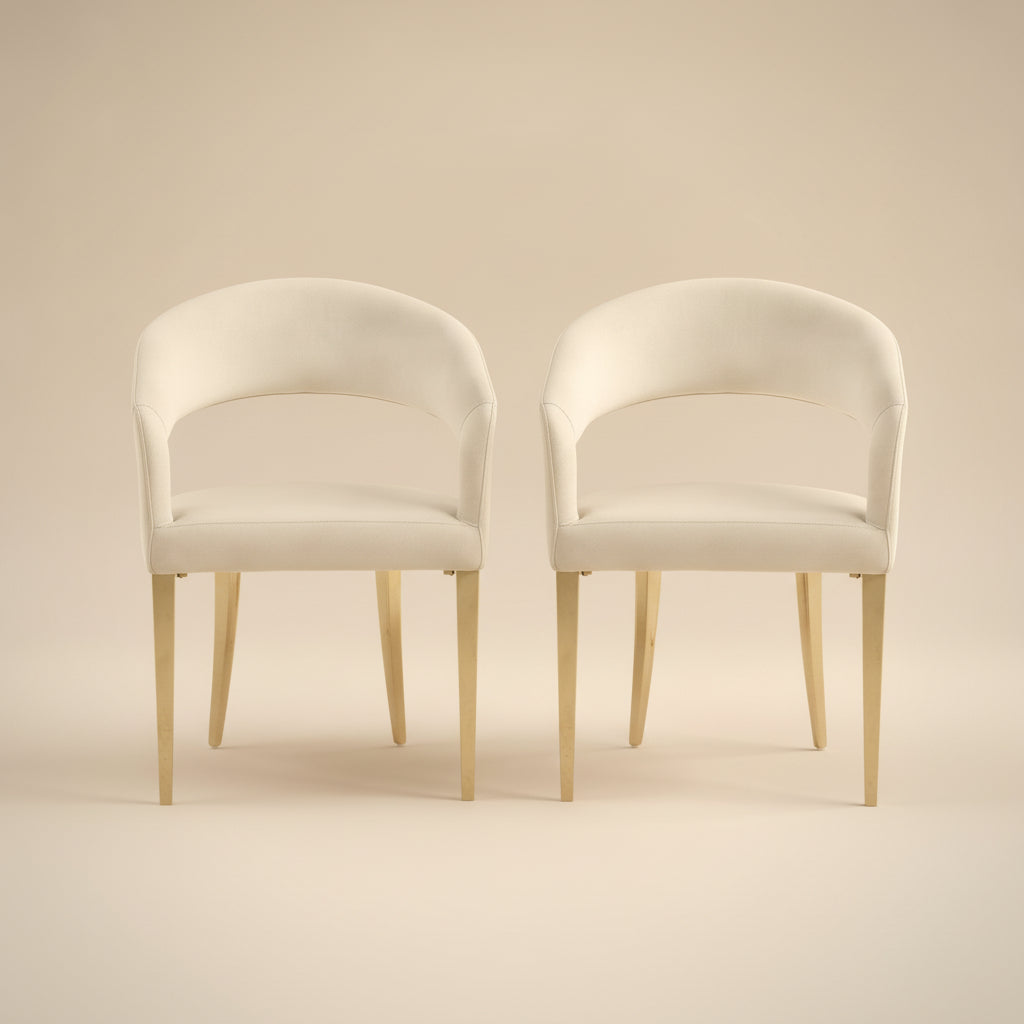 Galiano Beige Velvet Upholstered Dining Arm Chair (Set of 2)