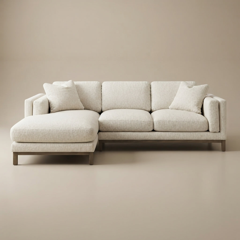 Geneva Sand Boucle Upholstered Sectional Chaise Sofa