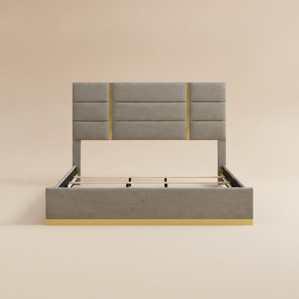 Ines 56-inch Fabric Upholstered Eastern King Panel Bed Grey
