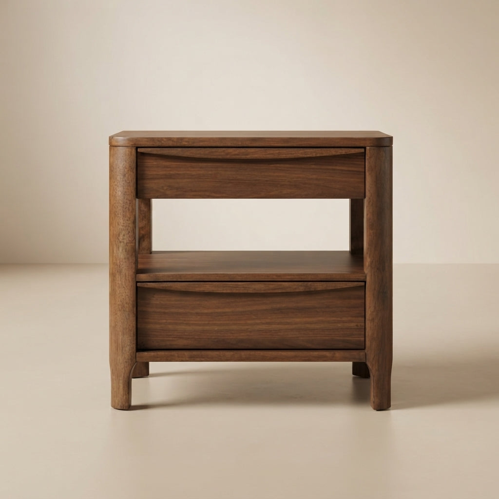 Maderia 2-drawer Nightstand Bedside Table Walnut