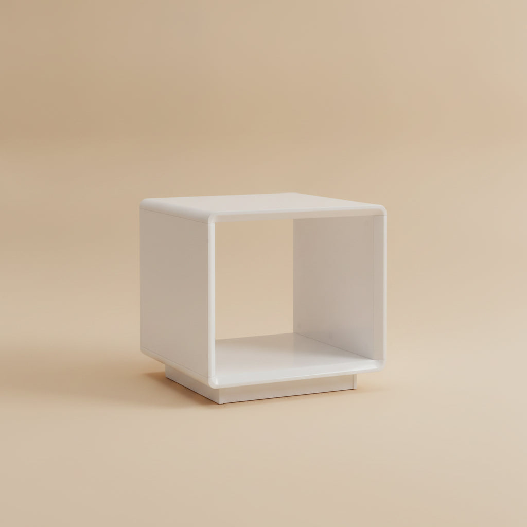 Paseo Square End Side Table White High Gloss