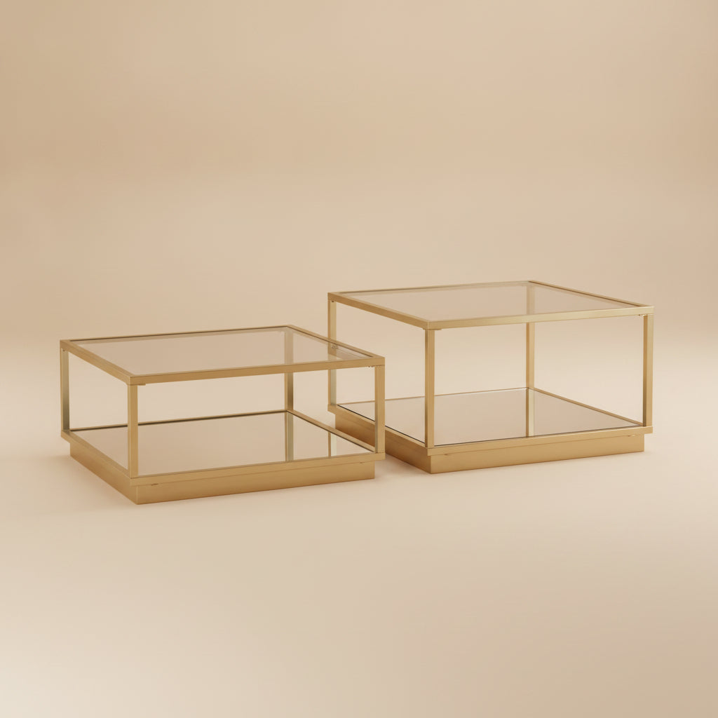 Renee 2-piece Square Coffee Table Set Rose Brass