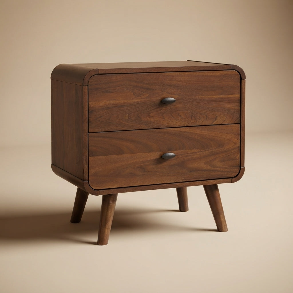 Robyn 2-drawer Walnut Nightstand Bedside Table