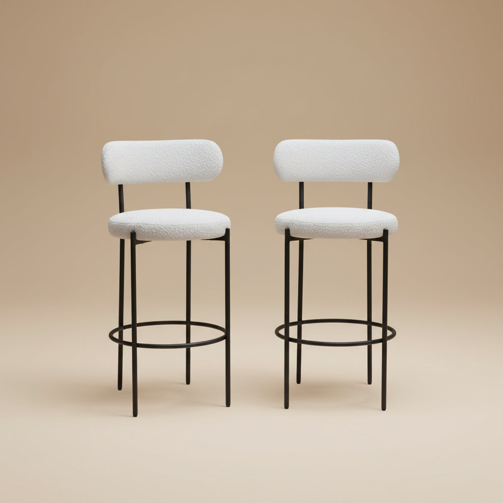 Viola Cream Boucle Upholstered Bar Chair (Set of 2)