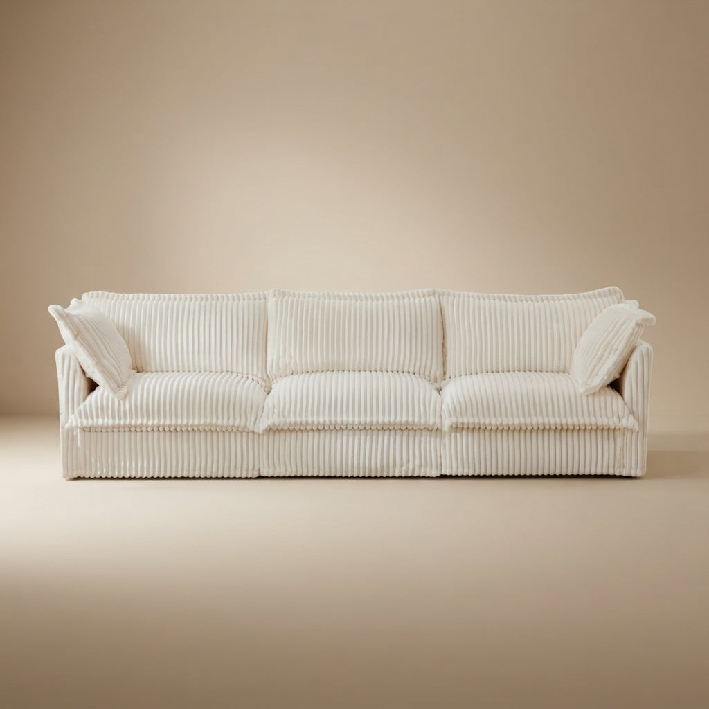 Pierce Slipcovered 3-Seater Corduroy Sofa with Suppleness Armrests