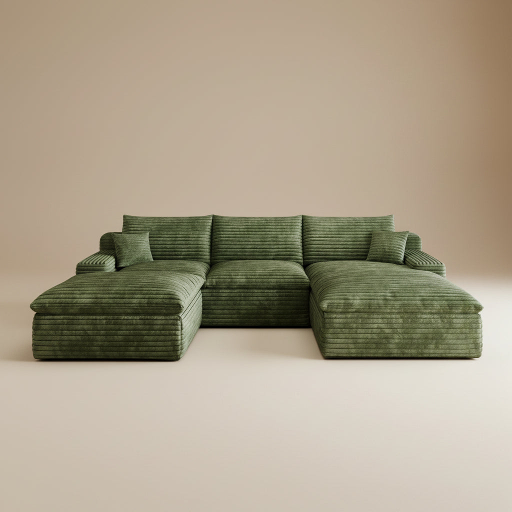 Dalia Green Corduroy Modular Sofa | MidinMod |