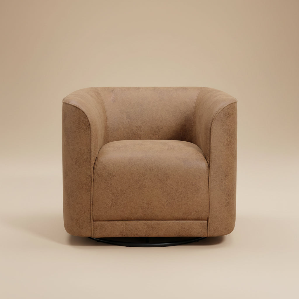 Gemma Brown Vegan Leather Swivel Accent Chair