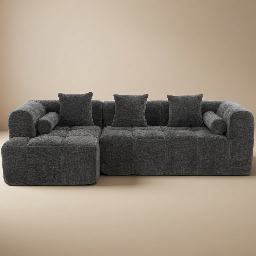 Haworth Modern Grey Chenille Modular Sectional Sofa