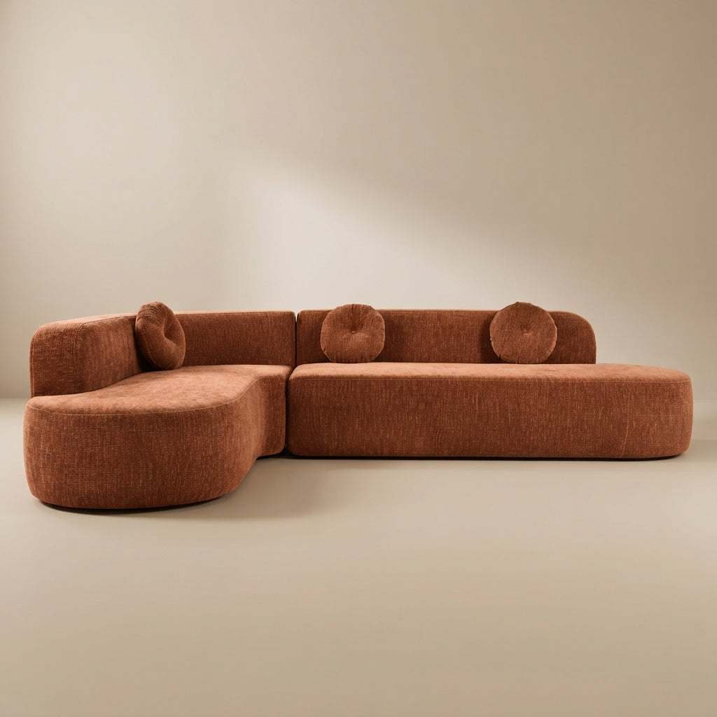 Mirod 122'' Extra Large Burnt Orange Chenille Sectional Sofa