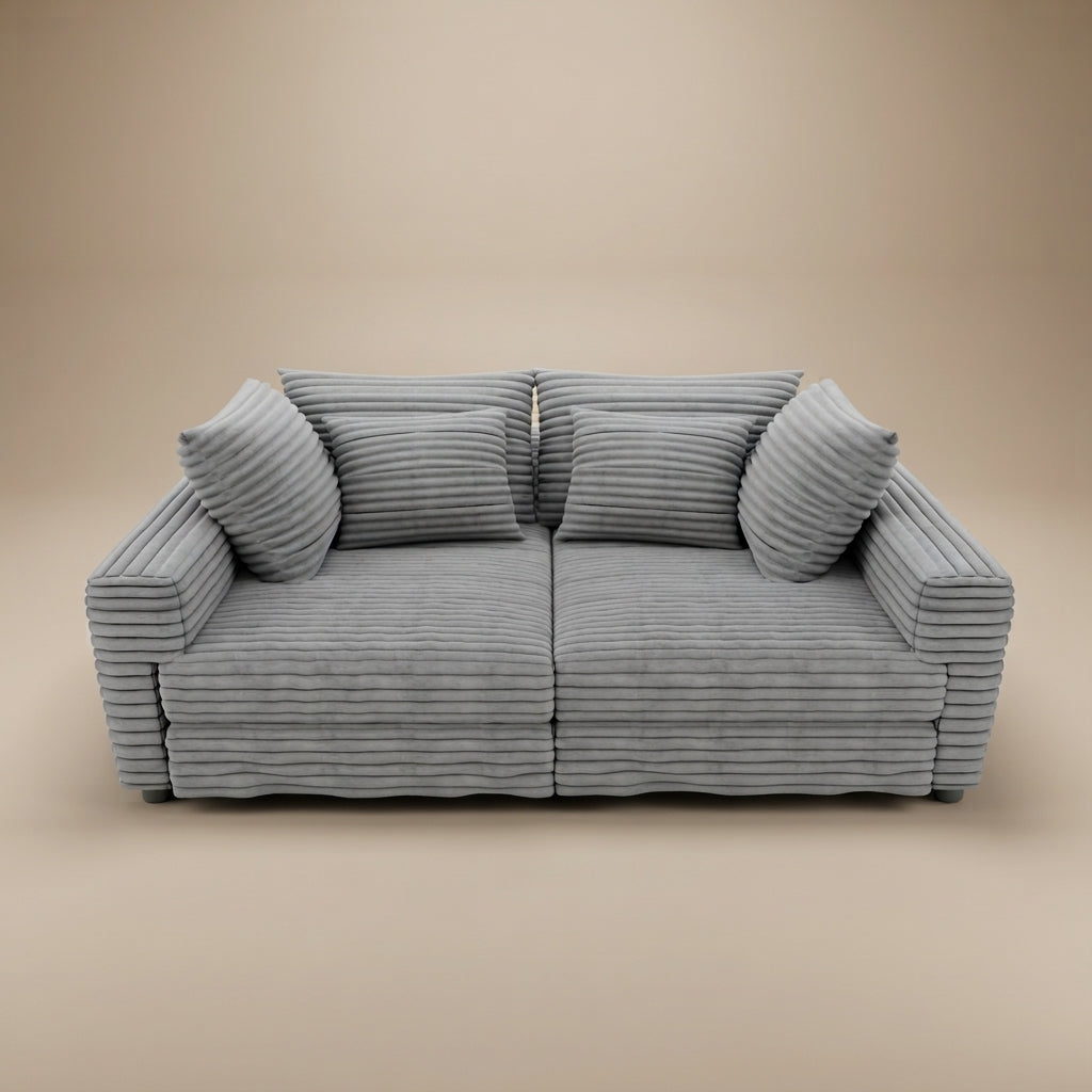 Mimosa 102.4" Plush Grey Corduroy 4-Seat Sofa