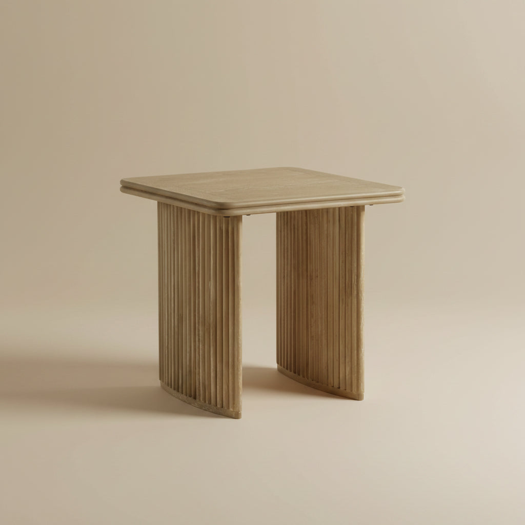 Adina Square Wood Side End Table Distressed Light Brown