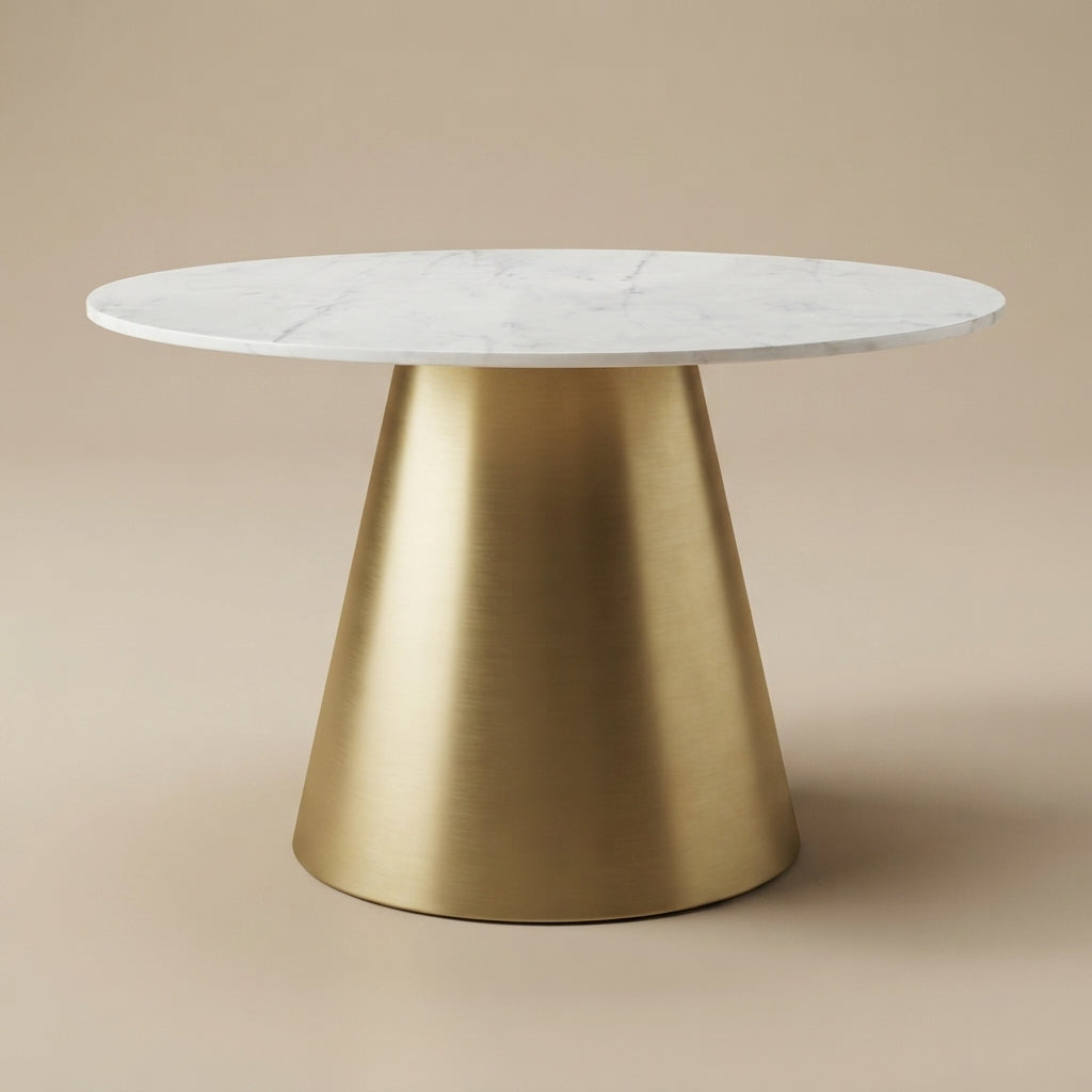 Ambrose Round 50-inch Marble Top Dining Table Brushed Gold