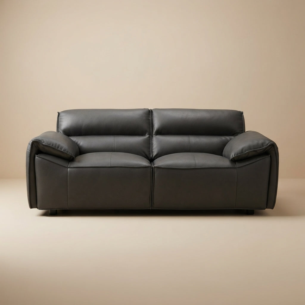 Buxton Graphite Top Grain Leather Upholstered Loveseat