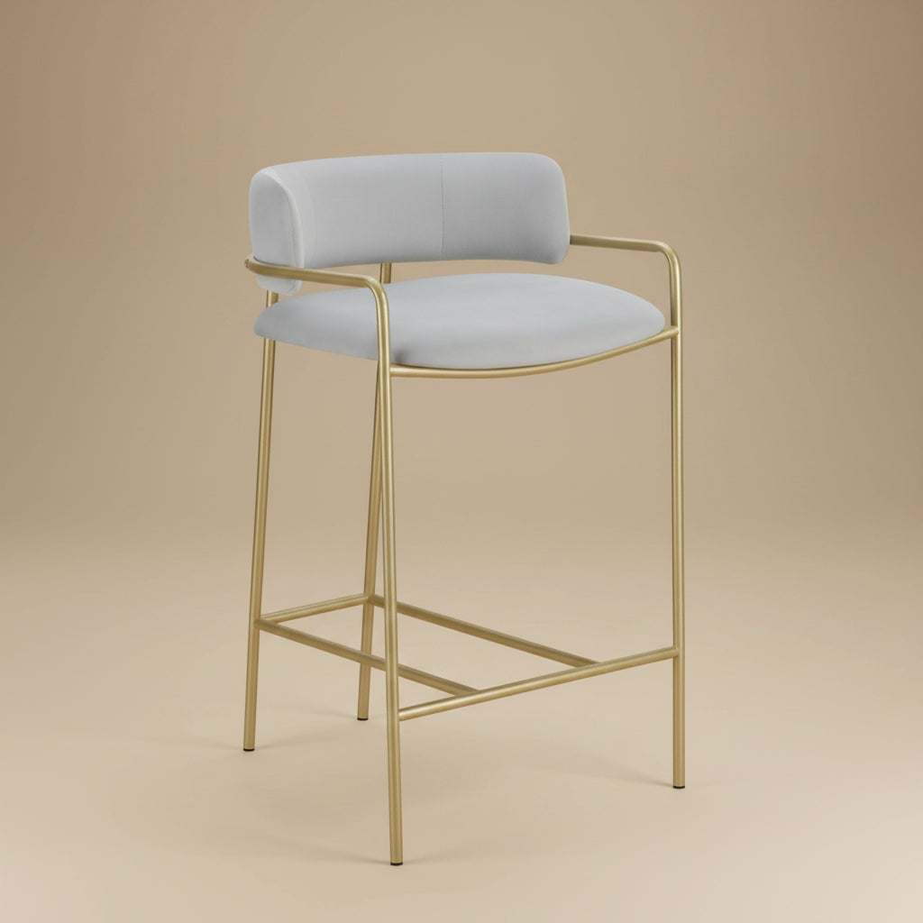 Comstock Upholstered Low Back Stool Grey and Gold