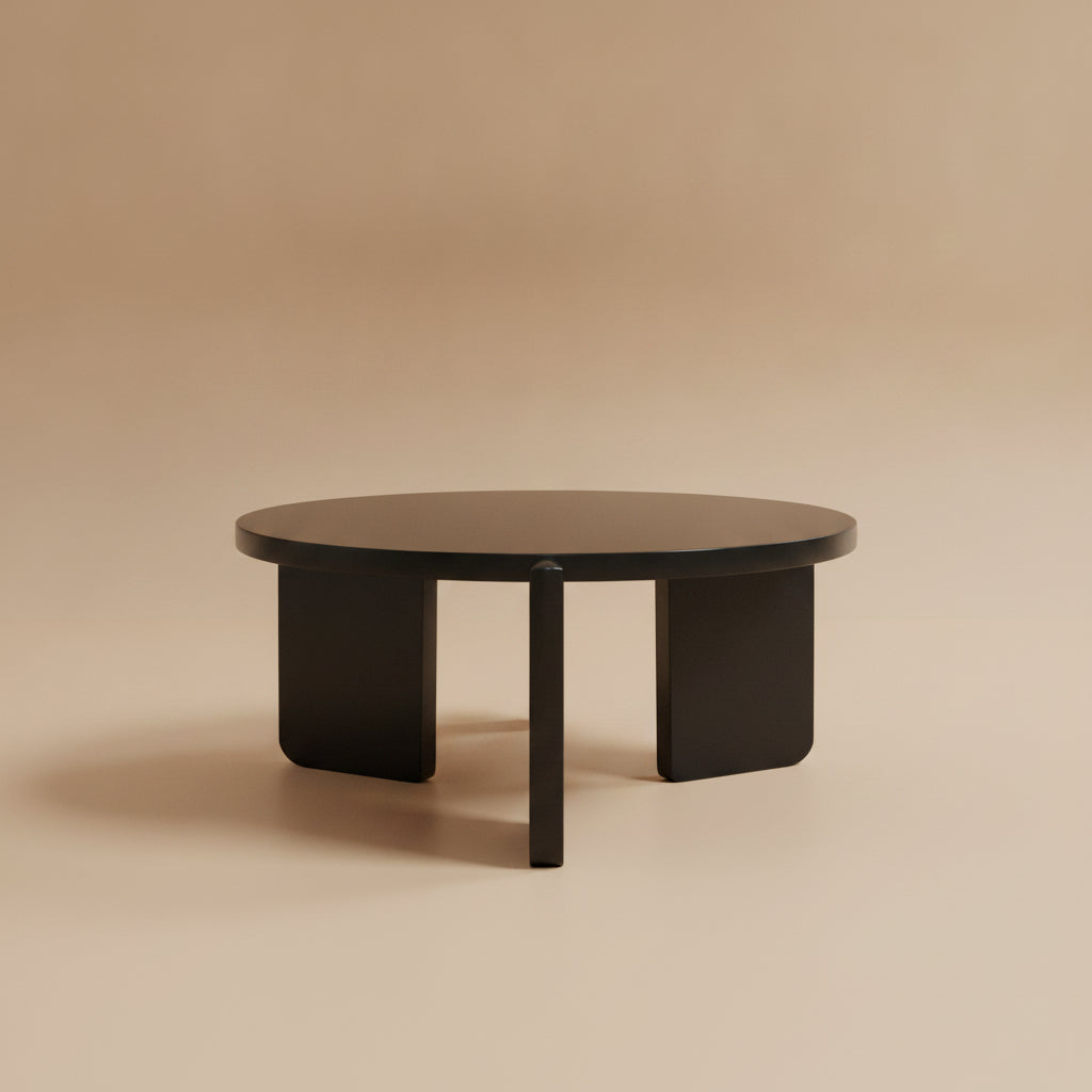 Cordova Round Solid Wood Coffee Table Black