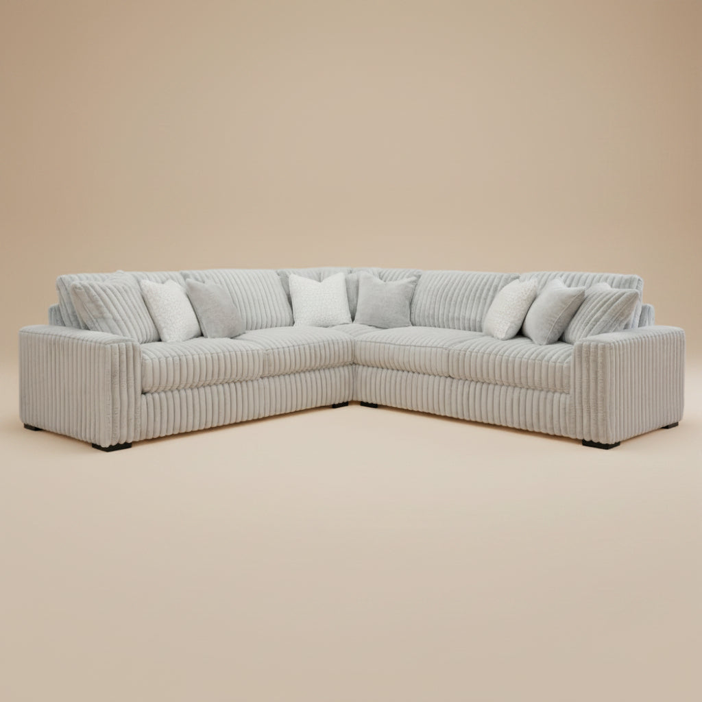 Stupendous 3-Piece Jumbo Cord Corner Sectional Sofa
