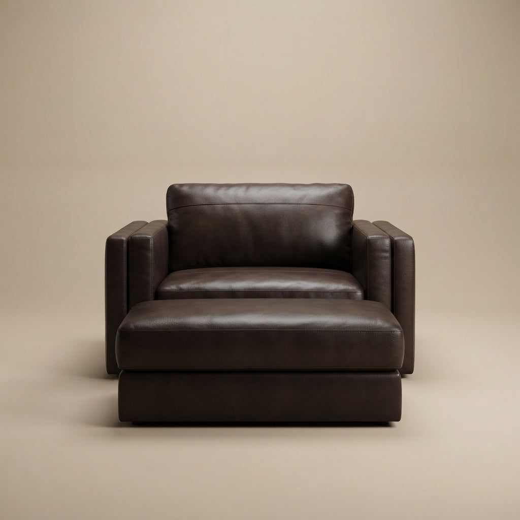 Amiata Chair and Ottoman - Natural