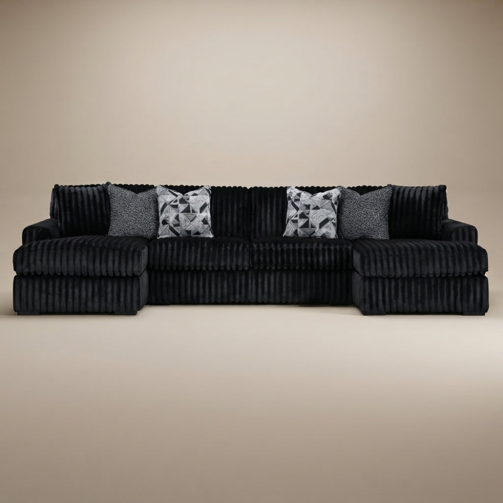 Midnight-Madness 3-Piece Sectional with Chaise - Double Chaise