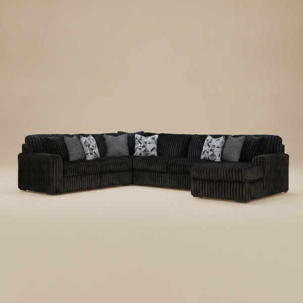 Midnight-Madness 4-Piece Sectional with Chaise - Onyx, Right-Arm Chaise