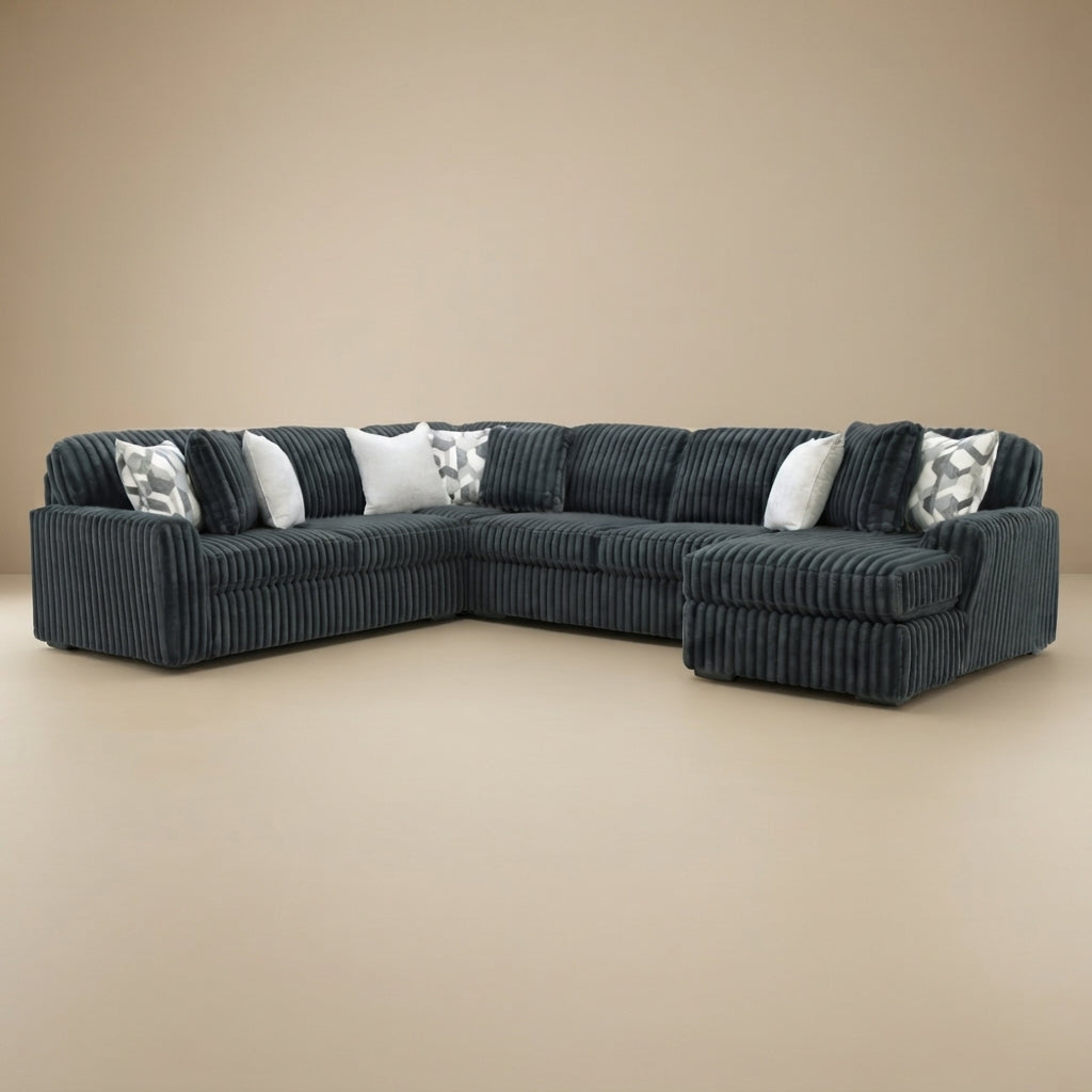 Midnight-Madness 4-Piece Sectional with Right Chaise - Blue